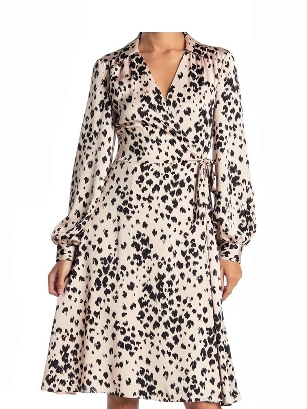 Trina Turk Confidential Animal Leopard Print SatinMidi Wrap Dress Pink & Black S